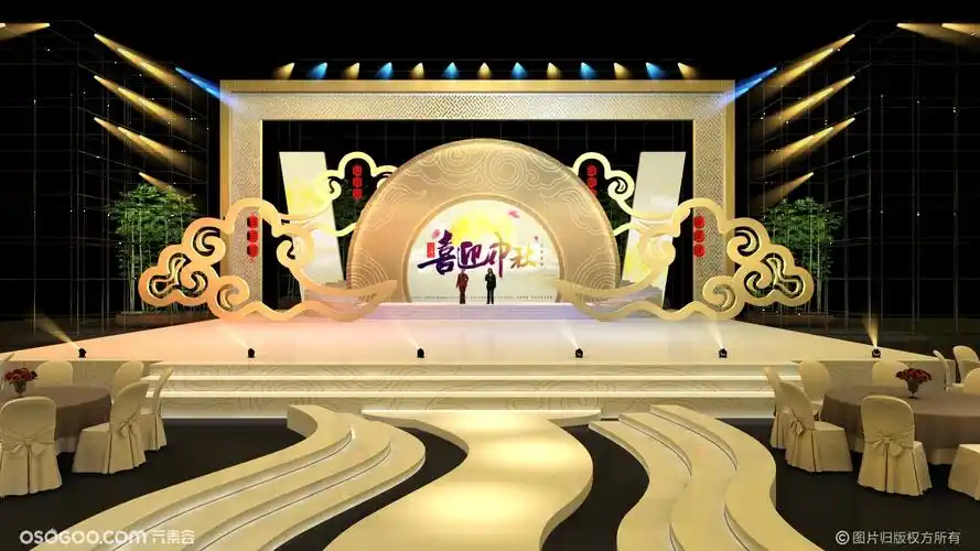 3d设计效果图61中秋节晚会打卡点舞台舞美设计
