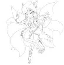 九尾狐妖简笔画女孩