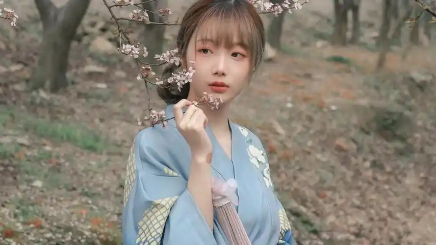 壁纸少女心简约ins春天樱花季和服少女写真-美女壁纸 - 壁纸家