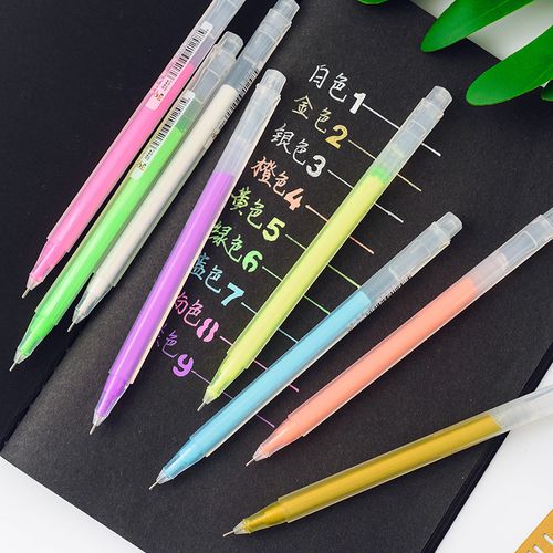 咔巴学生9色手账笔糖果色diy图画绘图熊高光单支记号笔