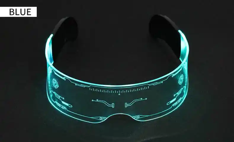 亚马逊赛博朋克风外销眼镜led酒吧道具男女同款ins潮发光蹦迪眼镜