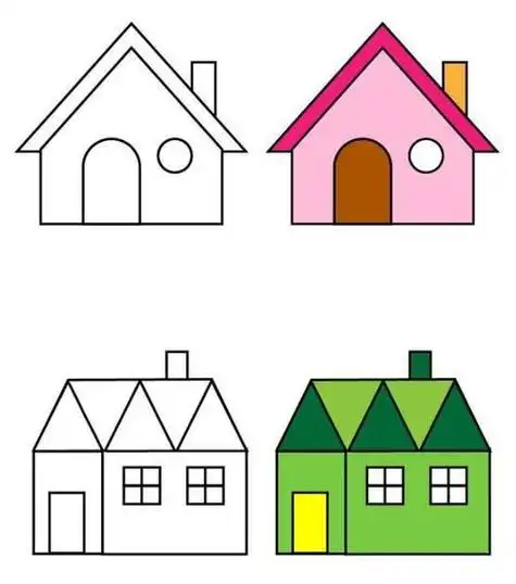 彩色漂亮的房子怎么画简笔画 - 搜图案网房子简笔画房子简笔画大全