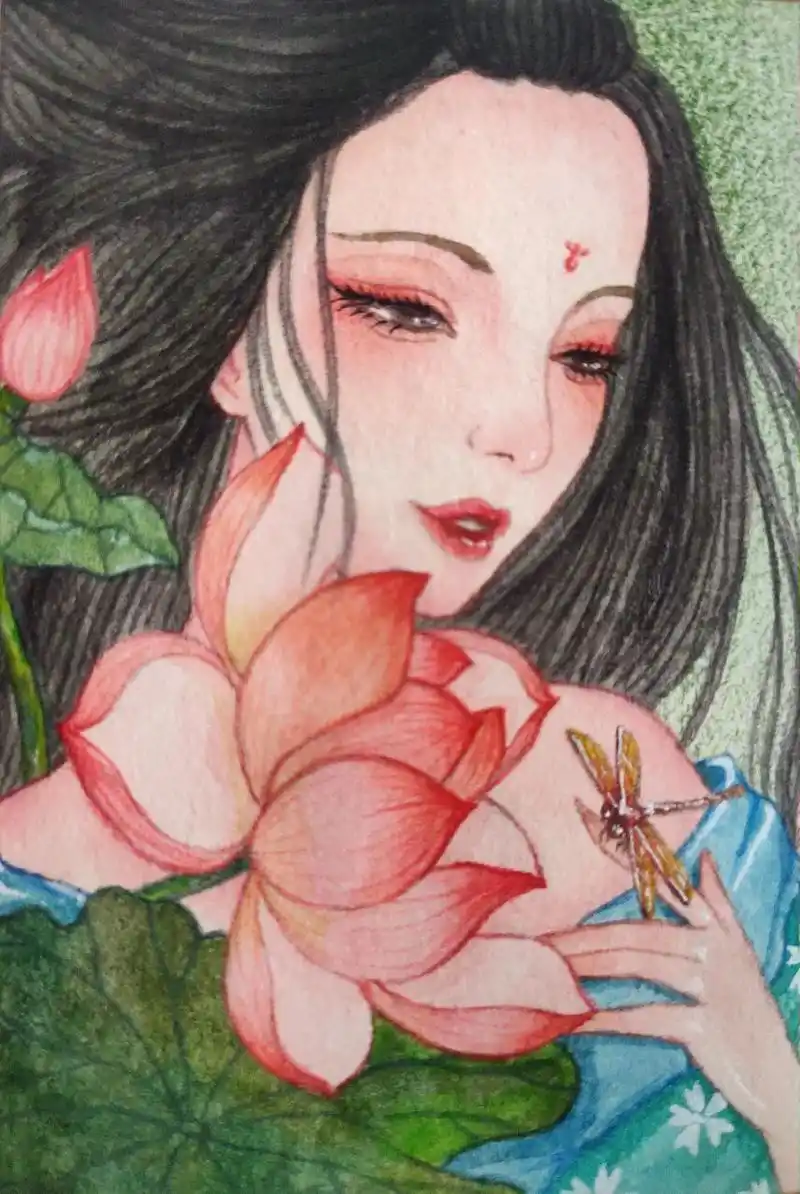 原创古风美女插画#画画 #手绘 #一起 - 抖音