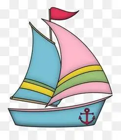 彩色帆船简笔画彩色