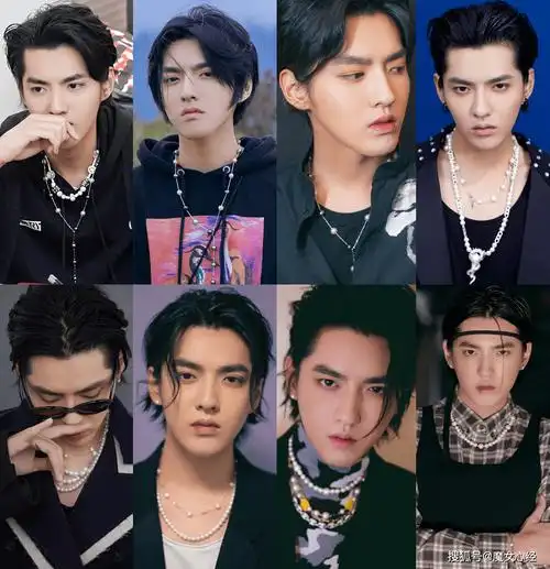 珍珠项链能让人轻松驾驭,其他的款式都难以让人驾驭,吴亦凡凭借颜值和