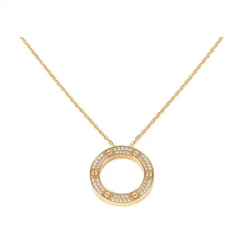 [9.5新]卡地亚cartier女士750黄金圆环满钻吊坠项链love系列