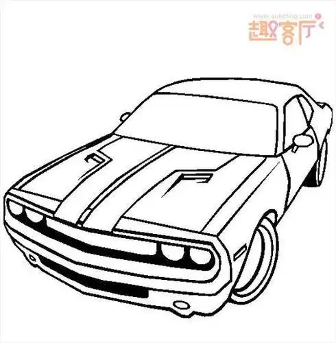 一辆小汽车的黑白简笔画图.