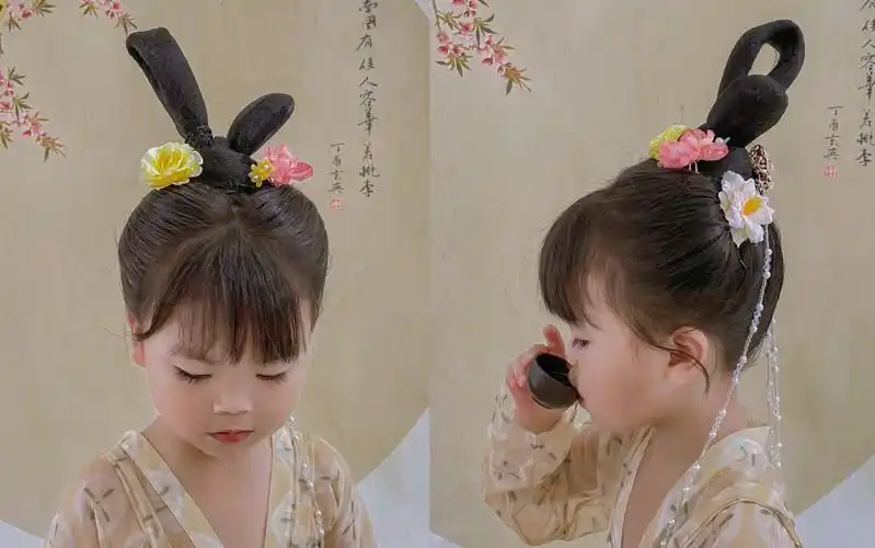 新手入门简易儿童唐风汉服发型