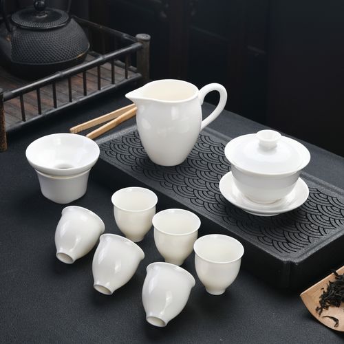 纯白logo伴手开业店铺公司定制礼品茶杯白瓷功夫茶具