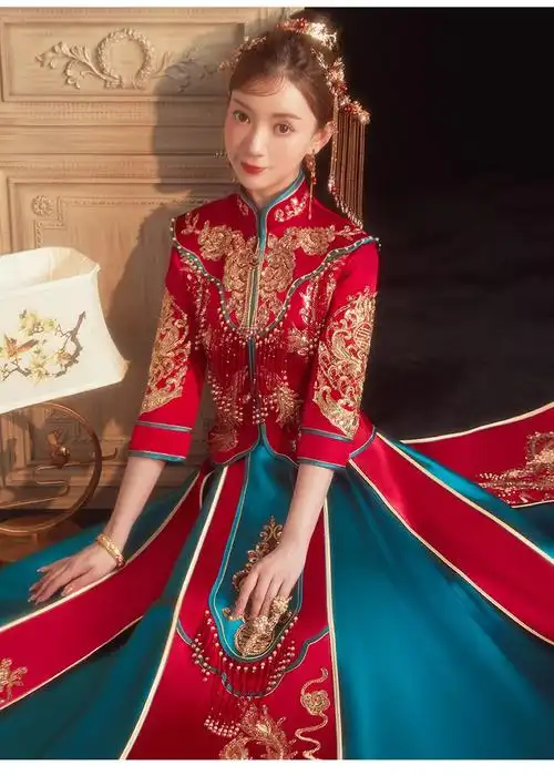 zhouyibo秀禾服新娘秋季新款中式结婚敬酒服高端情侣龙凤褂显瘦秀和服