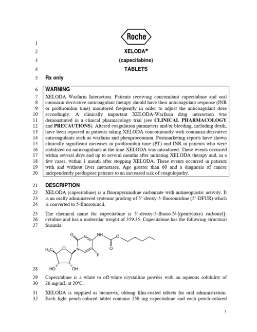 卡培他滨片英文说明书