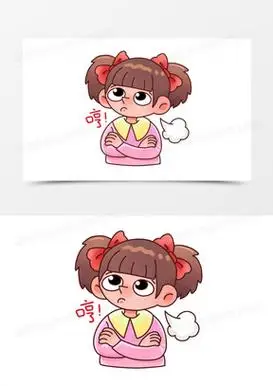 手绘卡通风格女孩噘嘴表情包素材
