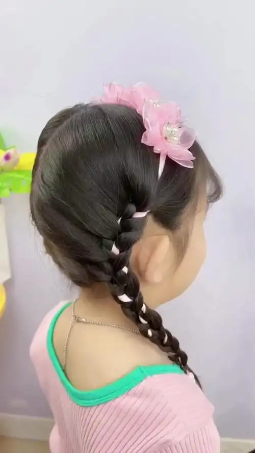 六一花环发带麻花辫 儿童编发 编发教程 儿童发饰-度小视