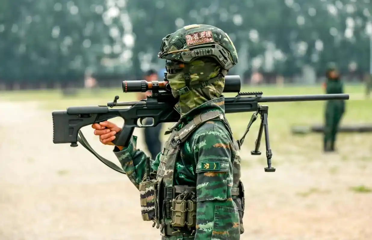 英姿飒爽,猎鹰突击队女兵!#军事武器# #武器装备# #军事