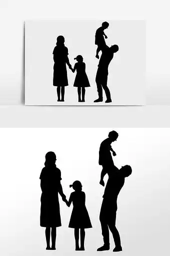 一家人一家四口剪影