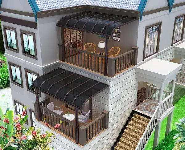 家福门窗透明铝合金玻璃别墅露台防雨晒遮阳雨棚固定棚厂家热卖中