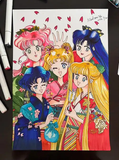 每天进步一点点这幅画还要送给朋友哈哈哈哈90#美少女战士  #画画