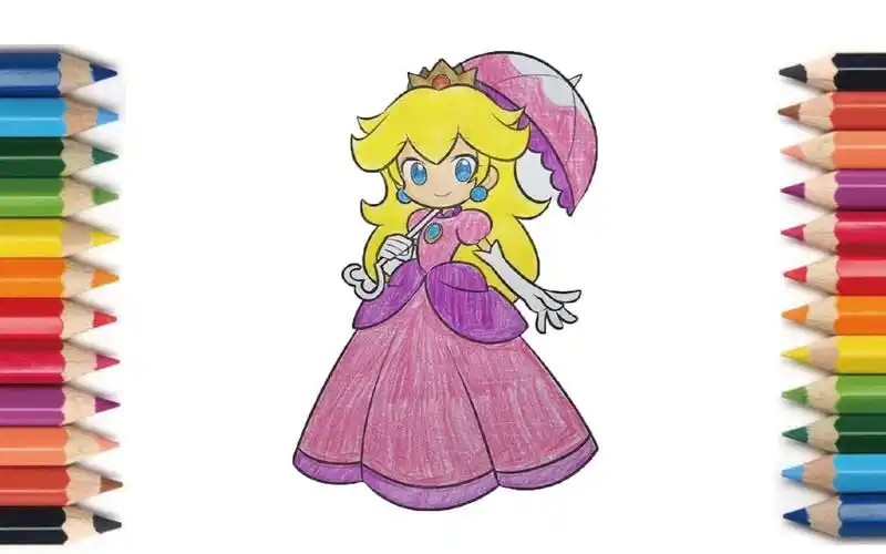 【coloring】princess peach 【塗り絵】ピーチ姫 【画画】桃子公主