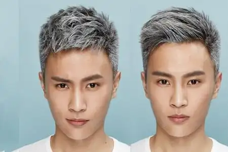 【图】分享男士奶灰色头发 染上奶奶灰让你帅爆整个冬天_奶灰色发型_