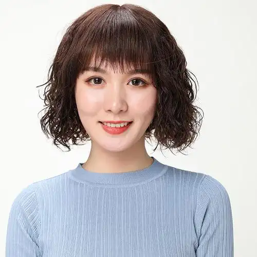 云端真发假发短卷发真人发丝女士中老年妈妈自然逼真圆脸短发型