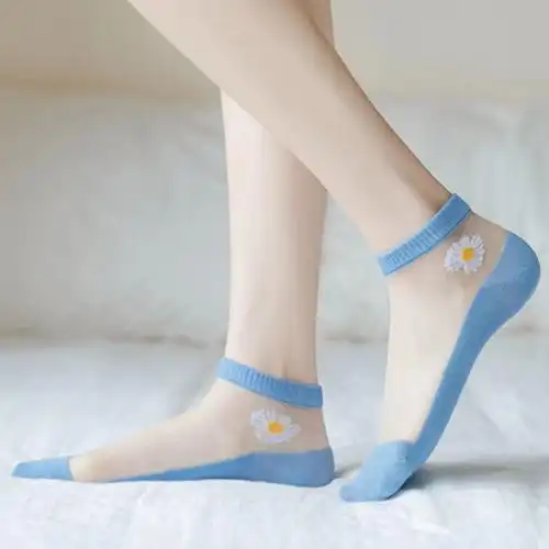 水晶袜浅口船袜袜子女韩版短袜丝袜女夏季薄款透明隐形袜女小雏菊