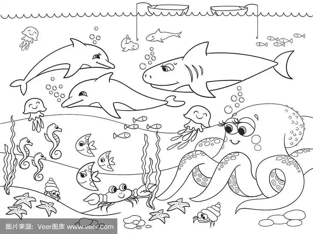 海底用海洋动物着色