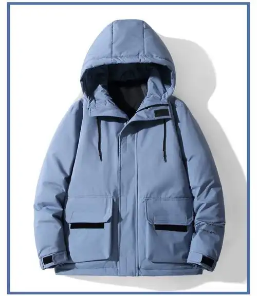 啄木鸟白鸭绒羽绒服男士连帽服中长款潮流工装冬季加厚保暖外套华晨