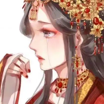 高清伤感的古风头像动漫女红衣图片-高清头像