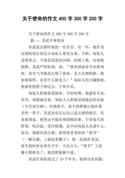 关于使命的作文400字300字200字