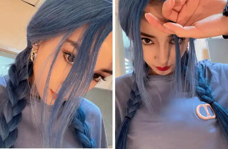 angelababy晒出夏日新发色,烫染后发质疏松的对策!_头发