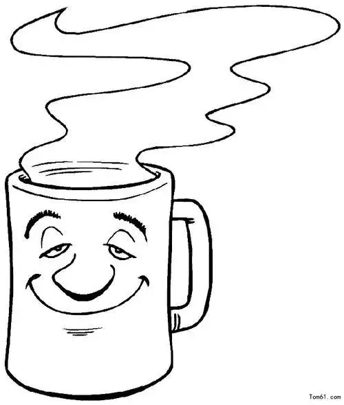 端水杯喝水的幼儿简笔画