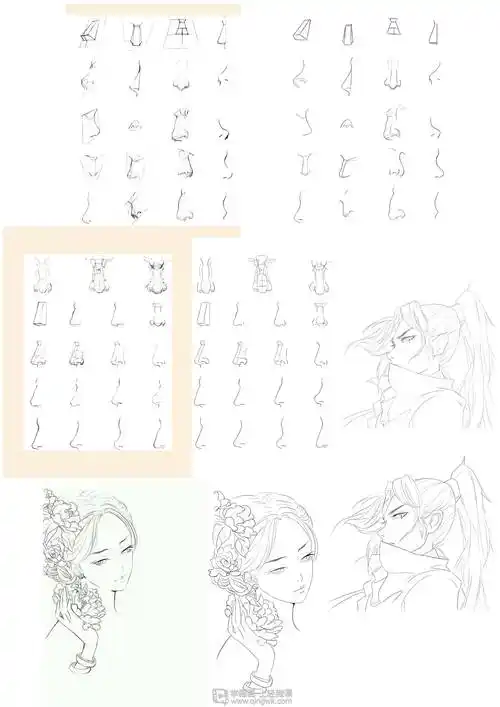 gf225169古风插画鼻子的基本画法