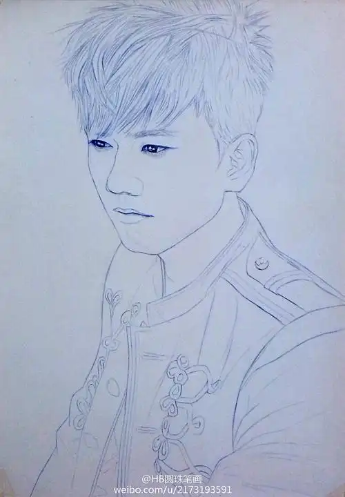 海波hb圆珠笔画 线稿 张杰