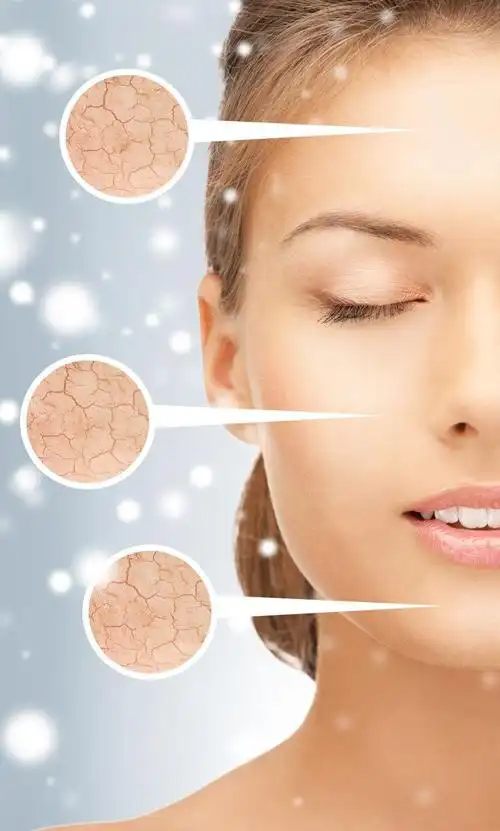 年轻漂亮的金发美女皮肤特写