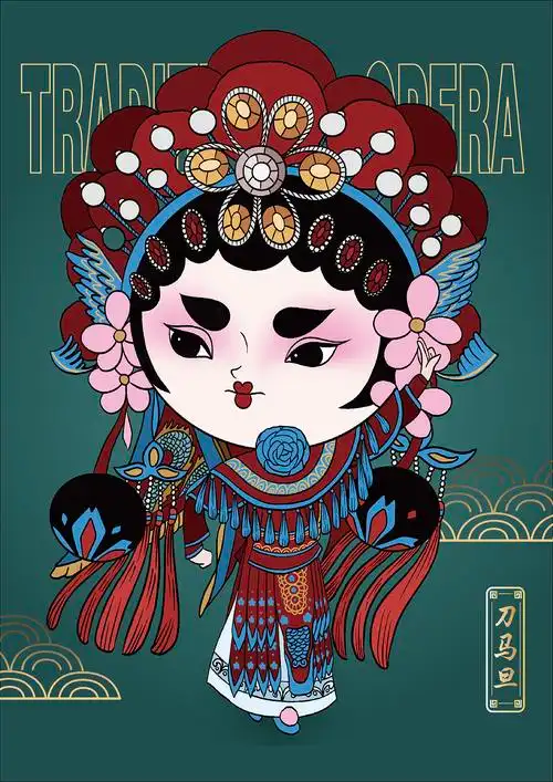 京剧旦角ip形象拨浪鼓小花旦