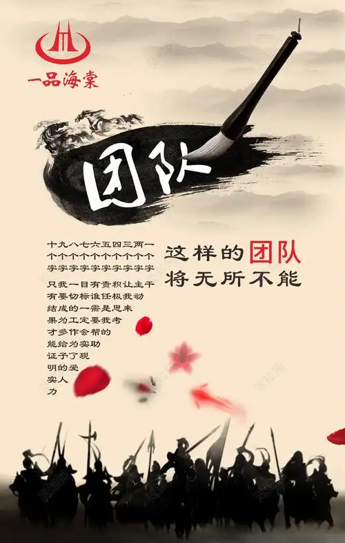 中国风水墨公司部门团队建设海报