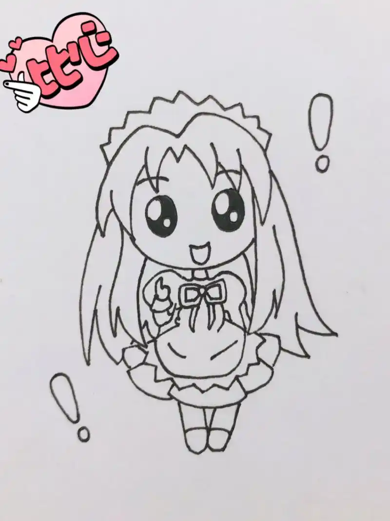 简笔画卡通女生 可爱简单的二次元卡通少女漫画人物简笔画,先用铅笔画