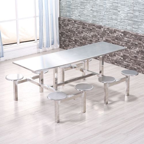 快餐桌椅连体不锈钢玻璃钢学校公司员工食堂餐桌组合餐饮桌椅商用