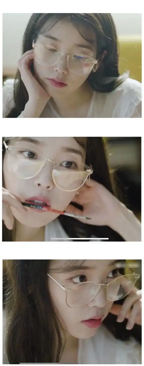 李智恩iu同款防蓝光平光镜韩版网红链条猫眼造型ins圆脸显瘦眼镜
