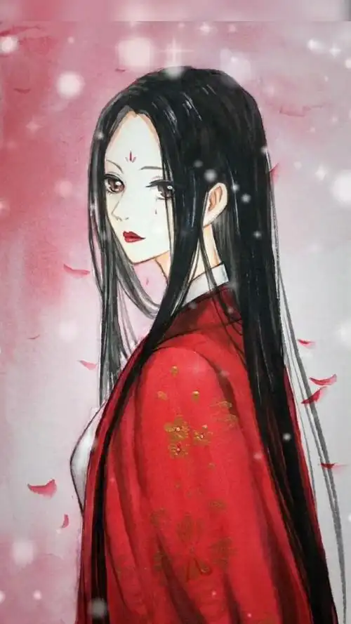 老爸画的古风红衣女子vs我画的古风红衣女子