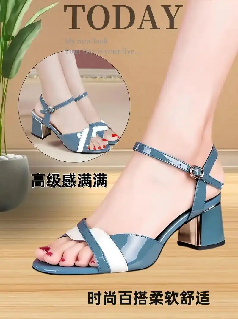 2024新款外穿凉鞋,时尚百搭一字带设计,低跟舒适穿着.