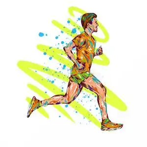 跑步马拉松赛跑,人男人跑,富有色彩的海报.矢量图解照片