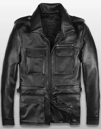 猎装65真皮皮衣男士牛皮翻领机车海宁单皮夹克薄款外套 黑色 xxl