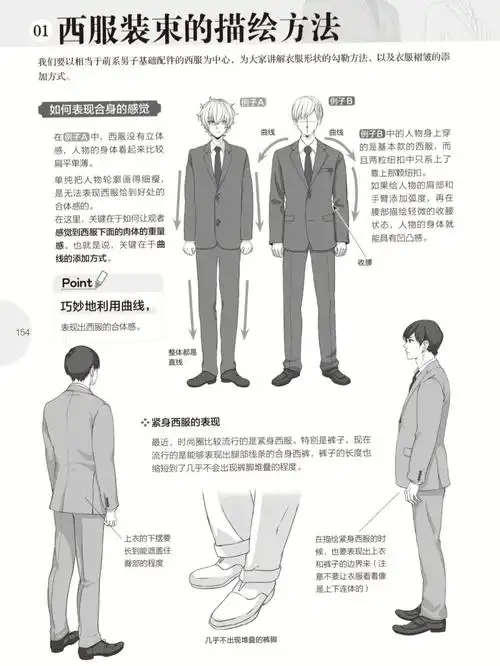 绘画教程男子西装的画法解析