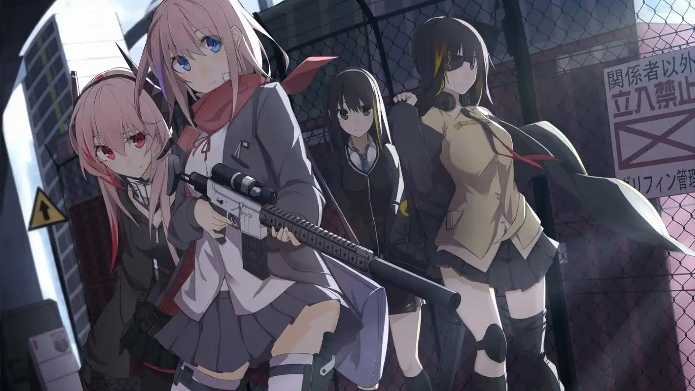 日本动漫枪械与少女高清桌面壁纸