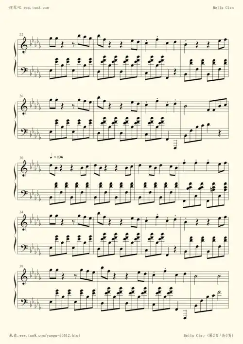 钢琴谱 - 啊朋友再见