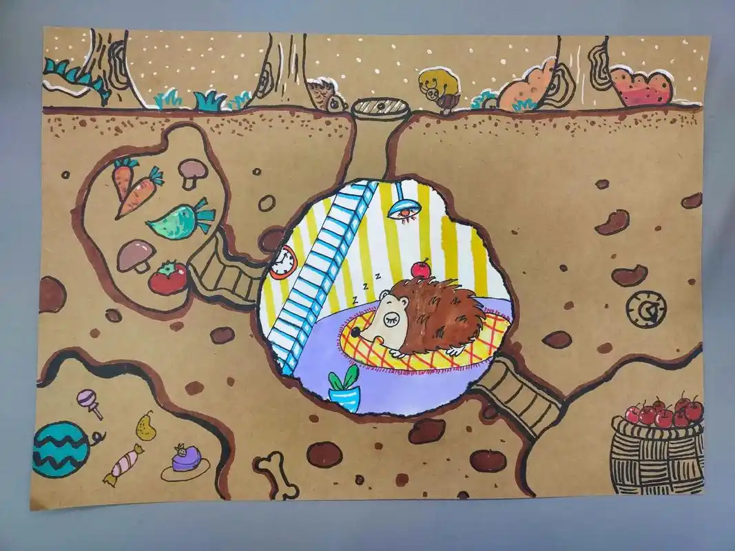 可爱的冬眠小刺猬#简笔画教程 #儿童画 #画画教程 #儿童画 - 抖音