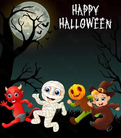 小鬼万圣节创意广告矢量素材