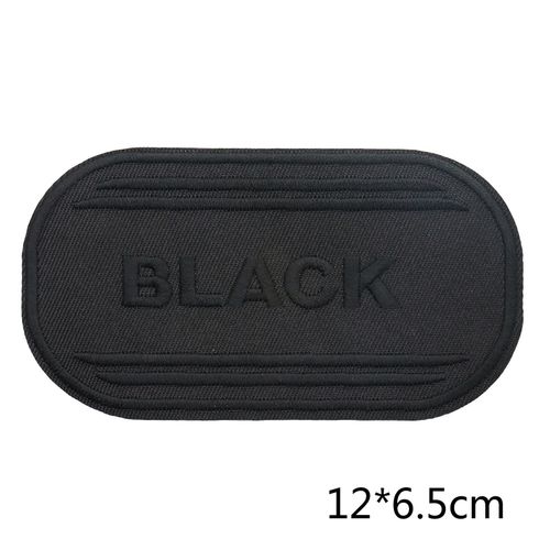 黑色刺绣贴布牛仔裤补洞贴衣服背胶补丁贴修补贴花小布贴绣花贴标 黑