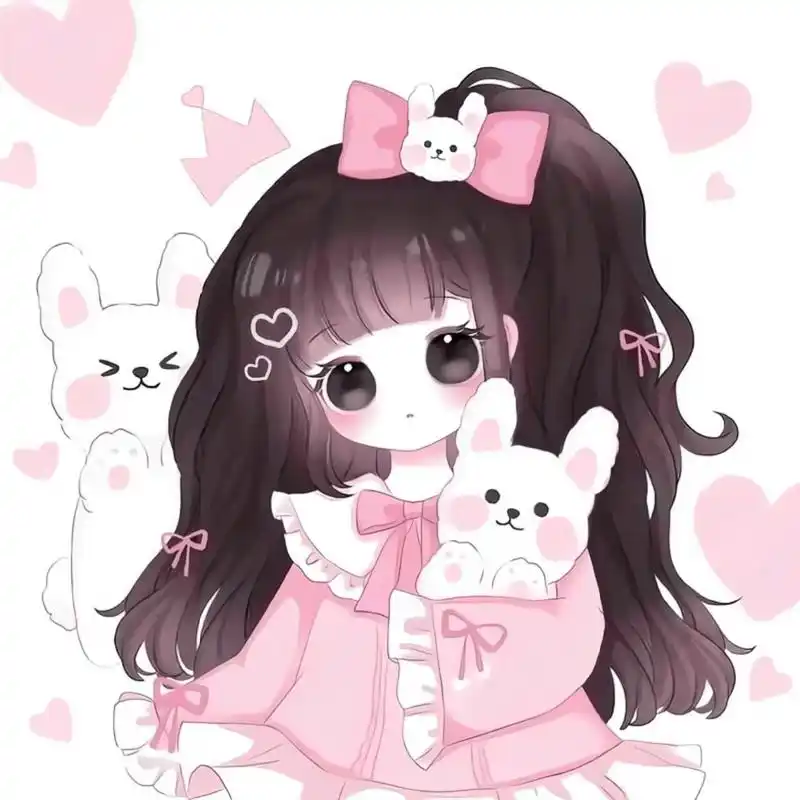 女生头像116‖手绘动漫可爱软萌q版卡通 "智者不如爱河,我是小笨蛋"